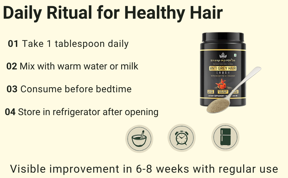 Anti Grey Hair Supplement - Supports Healthy Hairs Growth, Root Strength Supplements with Palash, Amla & Butea for Hair regrowth, Improves Texture 250g