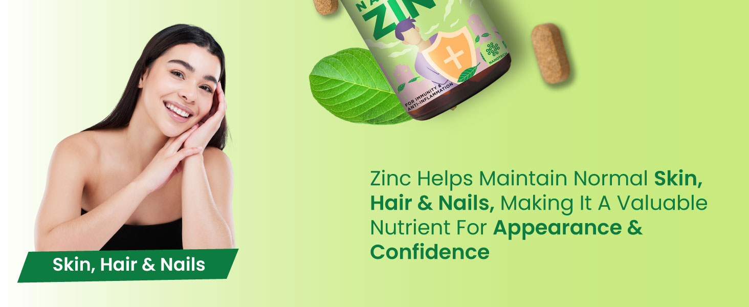 ZEROHARM Zinc Tablets | Guava Leaves Extract | 600mg per Serving | Nano Formulated Zinc For High Absorption | Immunity, Skin, Hair, Bone, Vision & Cognitive Health | For Men & Women | 120 Veg Tablets