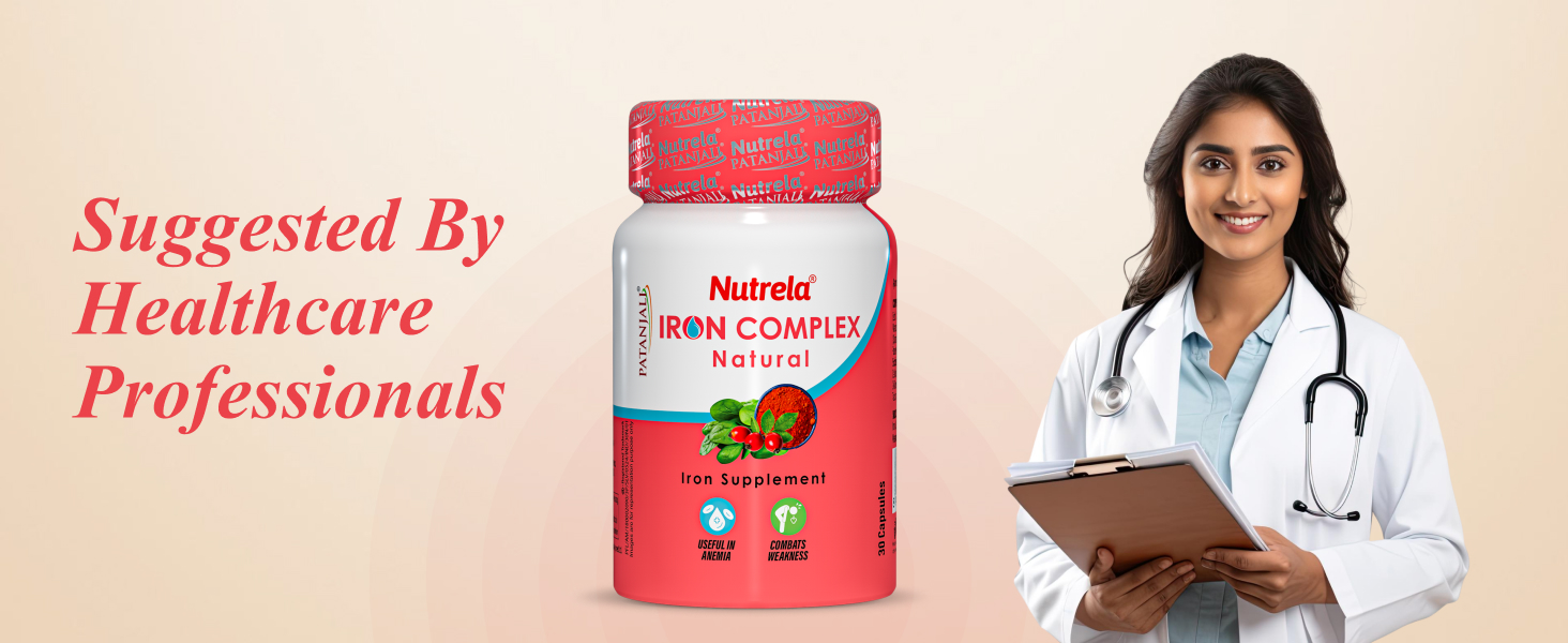 NUTRELA Iron Complex- Vegetarian Natural Capsules, 30 Count