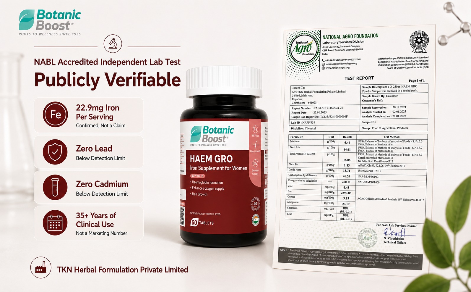 Haem Gro Iron Supplement for Women - 60 Tablets - Supports Haemoglobin Formation, Oxygen Supply, Energy, Hair Growth & Women’s Wellness with Ayurvedic Herbs Ashwagandha, Raisins, Sesame