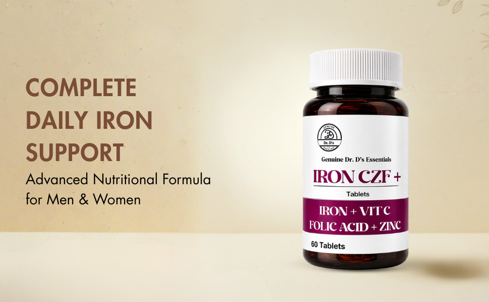 iron CZF+ Iron Supplement 50 mg with Vitamin C, Zinc & Folic Acid, 60 Tabs