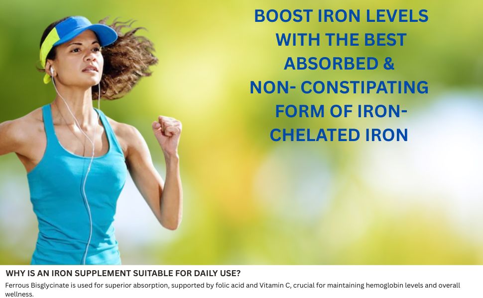 Chelated Iron + Vitamin C Tablets-120 capsules with Vitamin B12,Zinc,Folic Acid,Beetroot Extract-High Absorption,Supports Blood Building,Energy & Immunity,100% RDA,1count