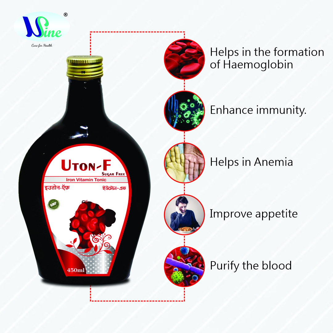 Usine Uton-F Iron Vitamin Syrup (Sugar Free) | Increase Red Blood Cells | Enhance Vitamin & Mineral | Gmp Certified | 100% Ayurvedic - Syrup