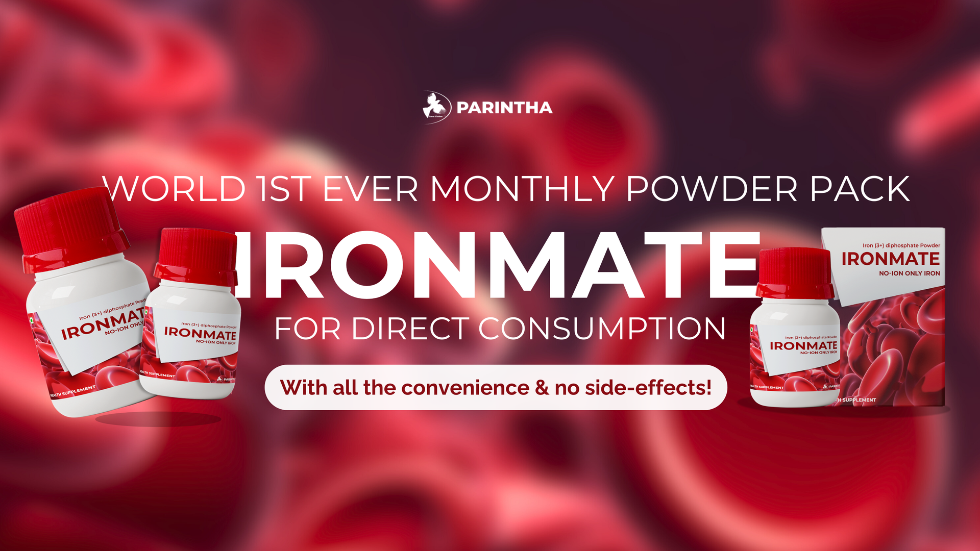 Family Pack – Patent Filed Clinically Proven Iron | Waterless Powder Formula | Consume Directly or Blend with Food & Beverages | Safe & No Side-effects