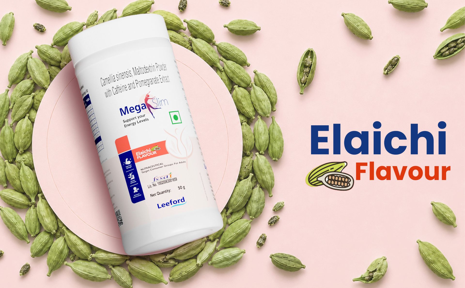 Nutraceutical Energy Drink Mix for Adults, Elaichi Flavour, 50 g