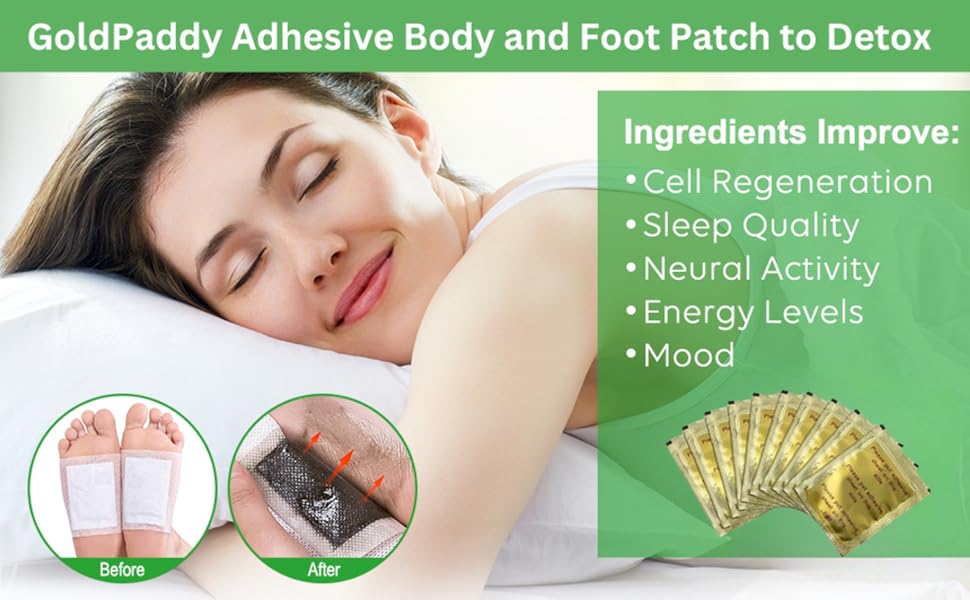 100% Herbal And Gentle Ingredient Detox Foot Pads, 10 Pieces, Natural Ingredients for Sleep Aid, Pain Relief, Toxin Removal with Bamboo Vinegar and Acupoint Micro-Massage Technology