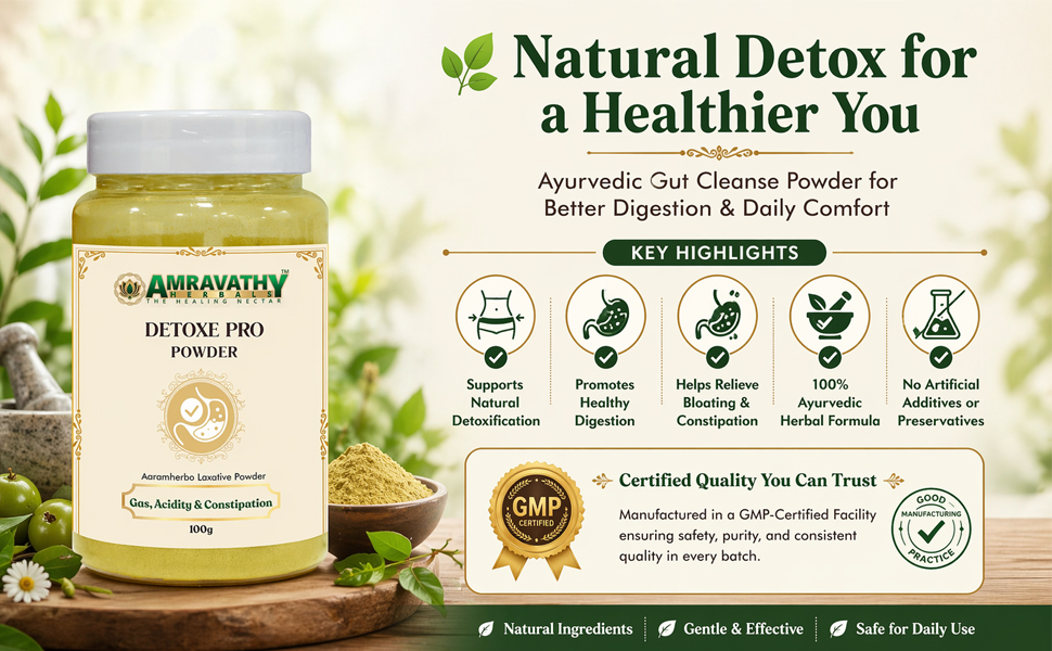Detoxe Pro Powder | Ayurvedic Herbal Digestive Support Powder | With Senna Leaves, Amla & Black Salt | Daily Gut Cleanse Blend | 100 g