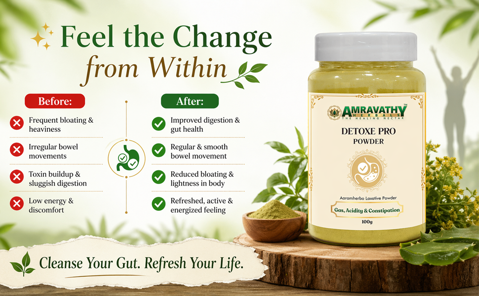 Detoxe Pro Powder | Ayurvedic Herbal Digestive Support Powder | With Senna Leaves, Amla & Black Salt | Daily Gut Cleanse Blend | 100 g