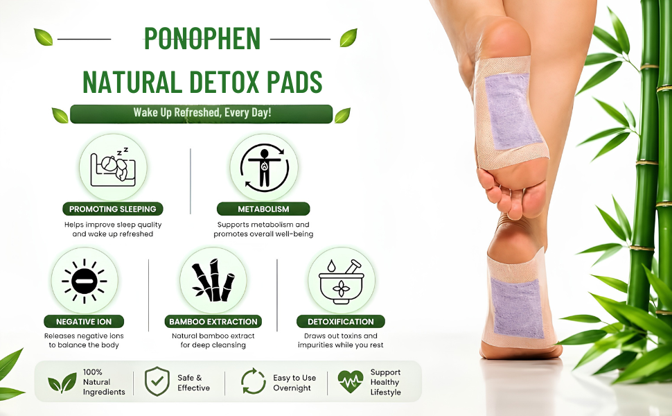 Detox Foot Pads - 10 Pairs & 10 Adhesive Sheets - Natural Ingredients - Stress Relief & Toxin Removal - Unisex-Adults - Gold - Detox Foot Patch