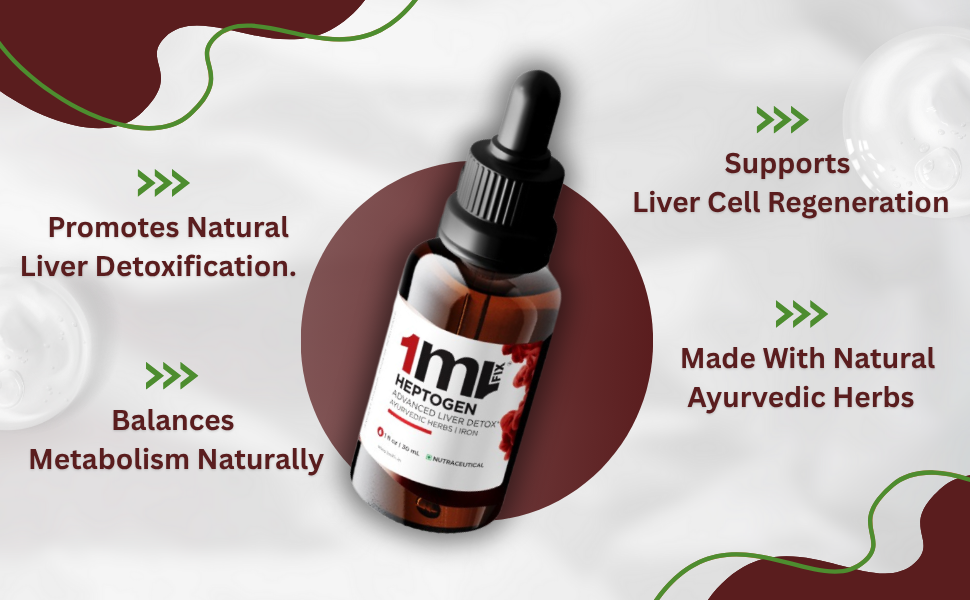 HEPTOGEN | ADVANCED LIVER DETOX* - 30ML | 1ML/Serving | 30 Servings | Contains Iron & Ayurvedic Herbs |