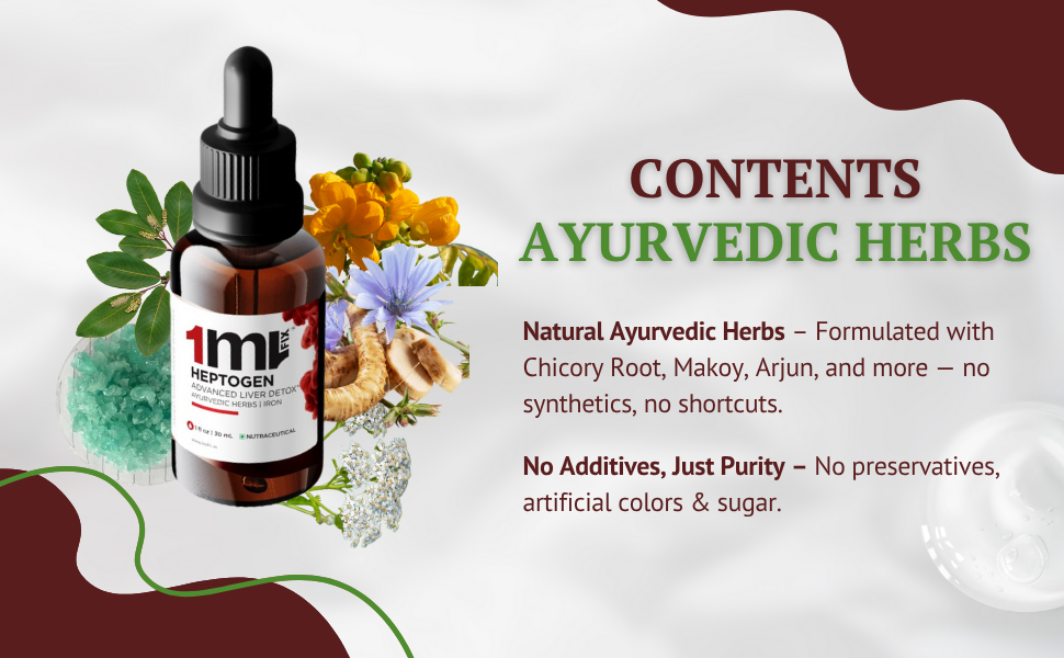 HEPTOGEN | ADVANCED LIVER DETOX* - 30ML | 1ML/Serving | 30 Servings | Contains Iron & Ayurvedic Herbs |