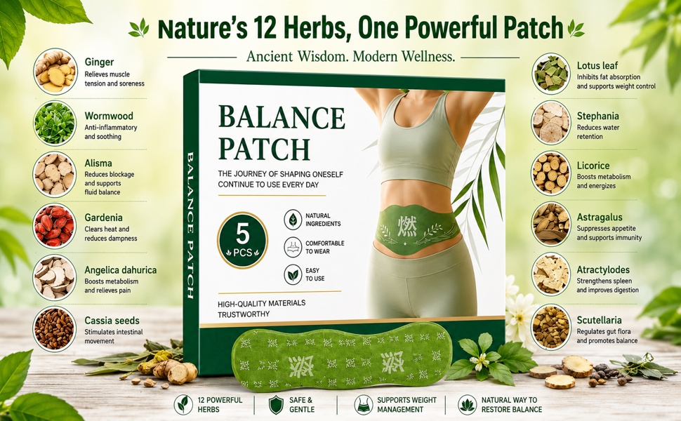 Herbal Balance Patch, Plant-Based Ingredients, Comfortable Adhesive Design, Balance Belly Button Patch Natural Detox & Slimming Waist Sticker Easy Topical Use