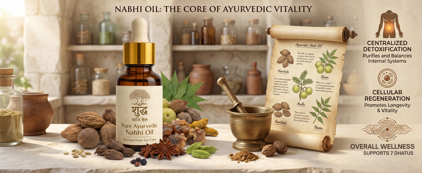 Nabhi oil | Belly Button Oil Drops with Ayurvedic Formulation | Nabhi Chikitsa | For Healthy Digestion, Bloating Relief, Deep Sleep, Relaxation, Acidity & Gut Cleanse Nadi Navel Therapy | 30ml