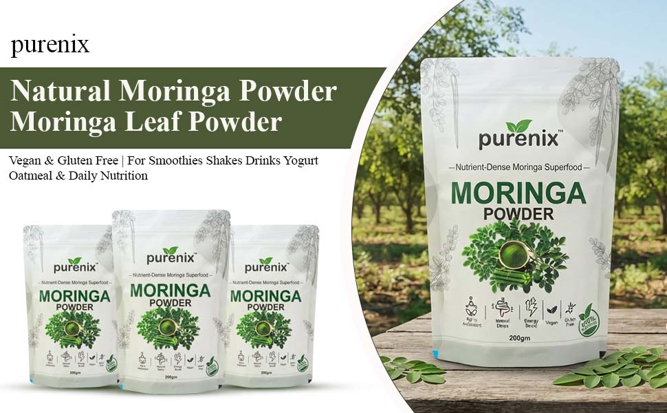 Moringa Powder 400 g | 100% Natural Moringa Leaf Superfood Powder | Vegan & Gluten Free | For Smoothies Shakes Drinks Yogurt Oatmeal & Daily Nutrition