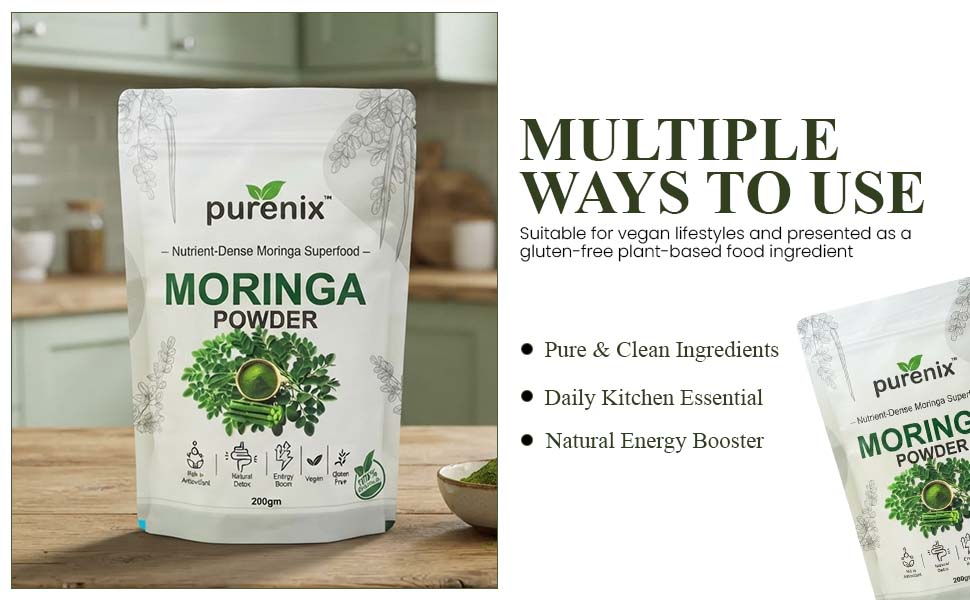 Moringa Powder 400 g | 100% Natural Moringa Leaf Superfood Powder | Vegan & Gluten Free | For Smoothies Shakes Drinks Yogurt Oatmeal & Daily Nutrition