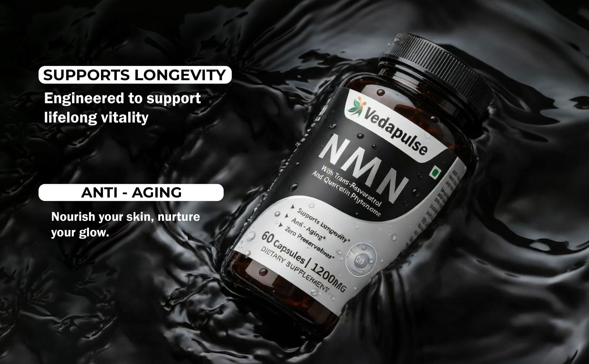 NMN Supplement with Trans-Resveratrol & Quercetin Phytosome – 60 Capsules