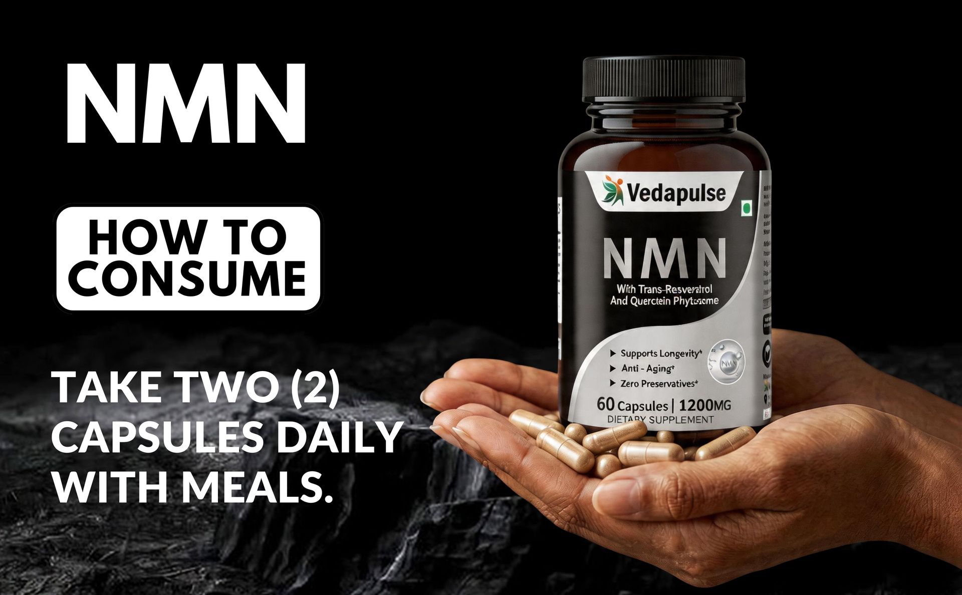 NMN Supplement with Trans-Resveratrol & Quercetin Phytosome – 60 Capsules