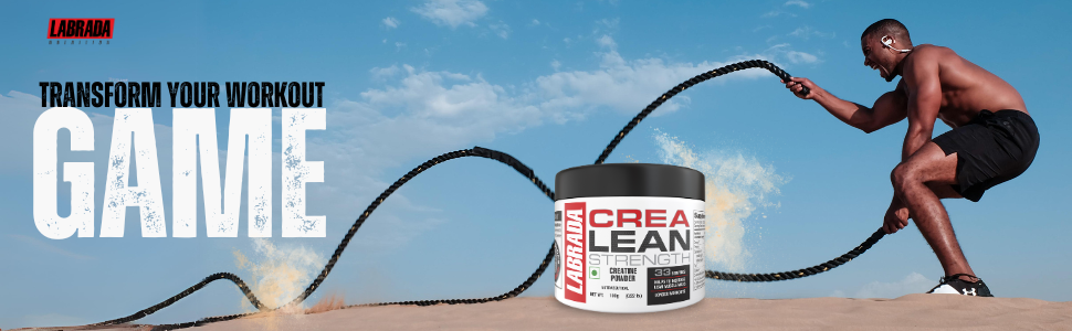 Labrada CreaLean - Creatine Monohydrate Powder - Post Workout Supplement for Muscle Repair, Recovery, Strength & Longer Workouts | Unflavored, 100g (33 Servings)