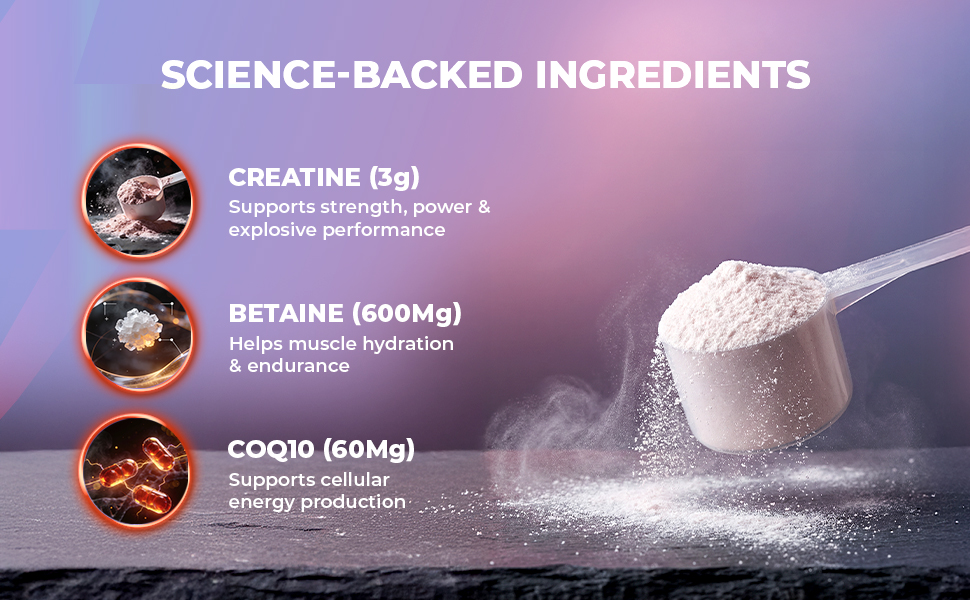 WOW Life Science Creatine Monohydrate Powder | 3g Creatine with Betaine & CoQ10 | Daily Strength & Muscle Support | No Added Sugar | 135g | Great Tasting | Unisex | Watermelon & Orange Combo Pack
