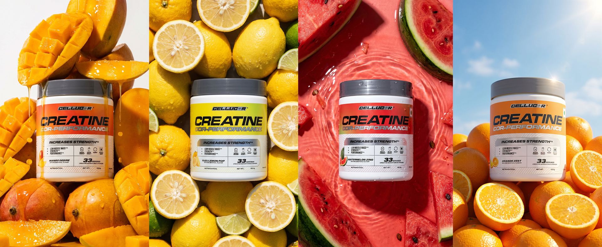 Cellucor Creatine Cor-Performance| Yuzu Lemon Pop | 125g | 33 serves| From the Makers of C4 | Micronized for Rapid absorption | Helps Increase Muscle Strength & Performance