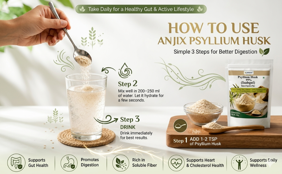 Psyllium Husk Isabgol Powder | Natural Digestive Fiber Supplement for Gut Health Regularity | 200 gm Daily Fiber Powder