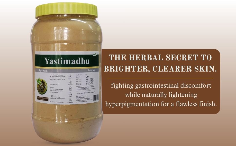 Jain Yastimadhu Powder 1Kg | Pure Mulethi (Glycyrrhiza glabra) Root | Natural Ayurvedic Herbal for Throat Soothing, Cough Relief | Digestive Health, Immunity & Overall Wellness