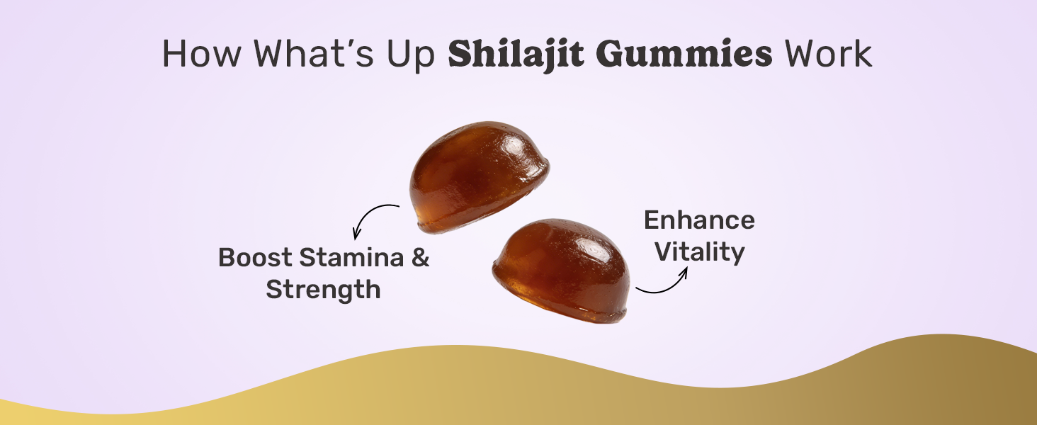 What's Up Wellness Shilajit/Shilajeet Gummies | 200 Mg Resin With 24 Carat Gold Dust | Improves Strength, Stamina And Overall Immunity| No Added Sugar| Shilajit for Men & Women