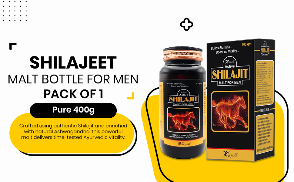 Knoll Healthcare Shilajit/Shilajeet Energy Made with 100% Pure with Ashwagandha for All Day Energy & Stamina for Men Highly Energetic Booster Daily tracker 400g Shilajit Malt Bottle Pack Of 1