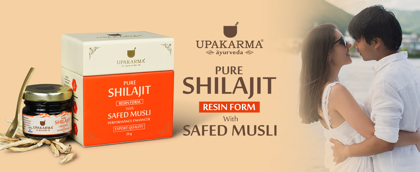 UPAKARMA Shilajit Resin with Safed Musli 20g | 300mg/serving | For Men to Boost Physical Performance, Power, Stamina and Strength | 100% Ayurvedic | Lab Tested | 66 Servings | Pack of 1