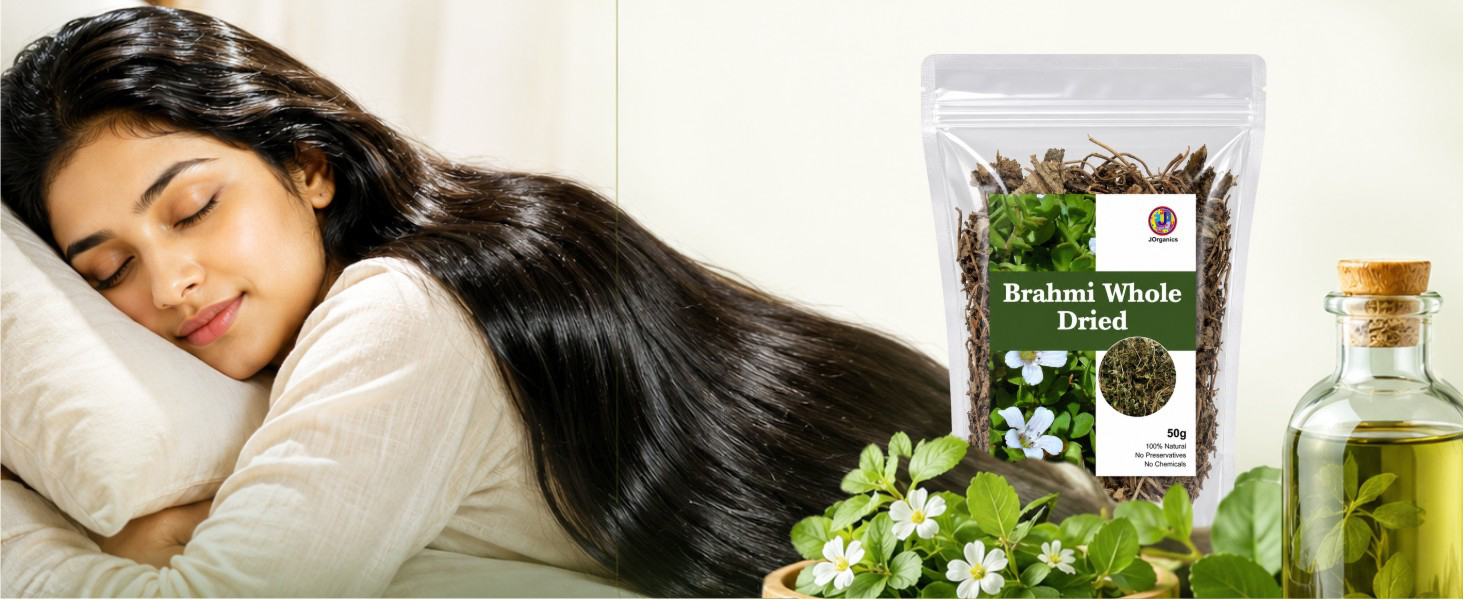 Bhringraj Brahmi Dry Leaves Raw Leaf Bhrangraj Brami Bhangra Bhringraj For Hair Regrowth Scalp Treatment Dry Frizzy Curly Straight Wavy Hair Type (Combo of 2,Pack of 50 Grams)