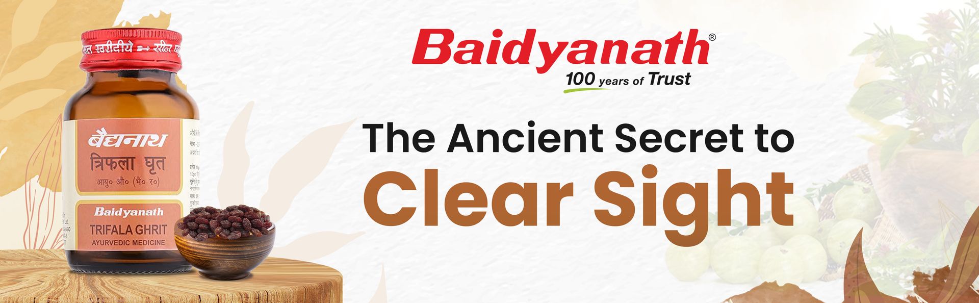 Baidyanath Ayurved Triphala Ghrit -100 gm |Helps in Vision, Better eye-sight & eye disorders | Relieves Dry Eyes & Eye Pain (Pack of 2)