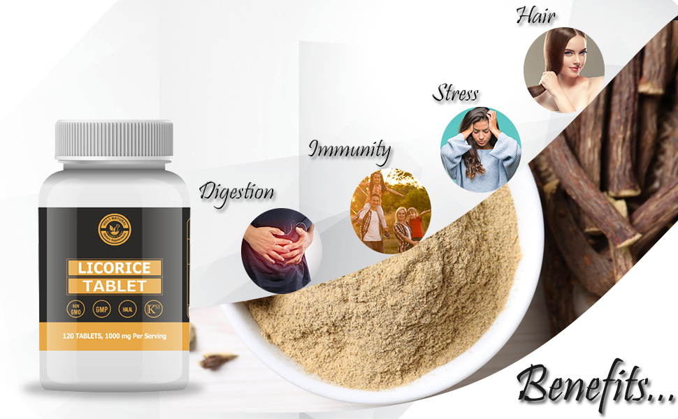 Holy Natural Licorice Tablets – 120 Tablets (500 mg Each) | Mulethi/Yashtimadhu | Supports Healthy Digestion & Gut Comfort