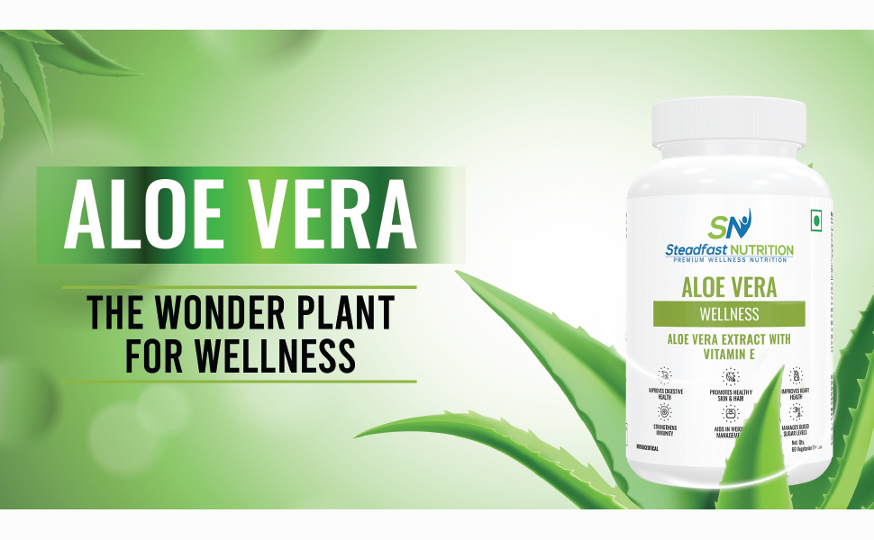 Steadfast Nutrition Aloe Vera for Healthy Skin & Hair Improves Digestion Strengthens Immunity Natural Extract (60 Capsules)