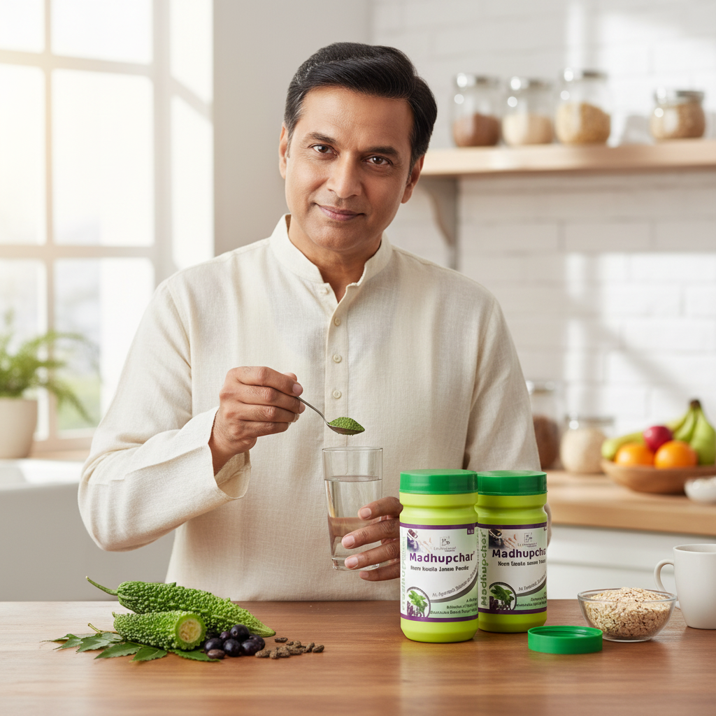 LA BOTANIQUE Madhupchar Neem Karela Jamun Powder for Blood Sugar Management - 100g | Ayurvedic Herbal Supplement Powder for Glucose Support & Metabolism | Natural Ingredients with Shilajit & Gudmar