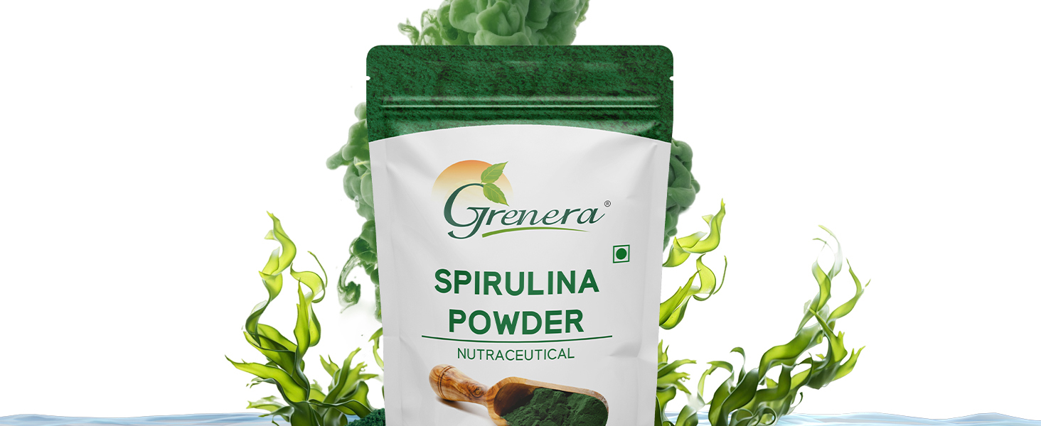 Grenera Spirulina Powder, Rich in Protein, Vitamins, Minerals, Gluten Free, Vegan, Non GMO, 100 grams