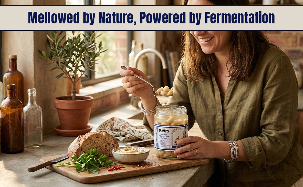 MAVI's Water Fermented Garlic | Organic Garlic Pods | Vegan | No Preservatives or Artificial Flavour | 500g (Pack of 1)
