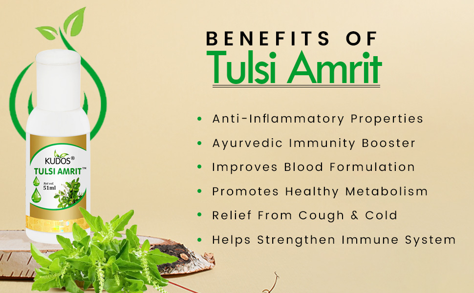 Kudos Ayurveda Tulsi Amrit | Best Tulsi Drops for Immunity Booster - 51ml | Healthy Lifestyle, Pure Ayuvedic & Safe