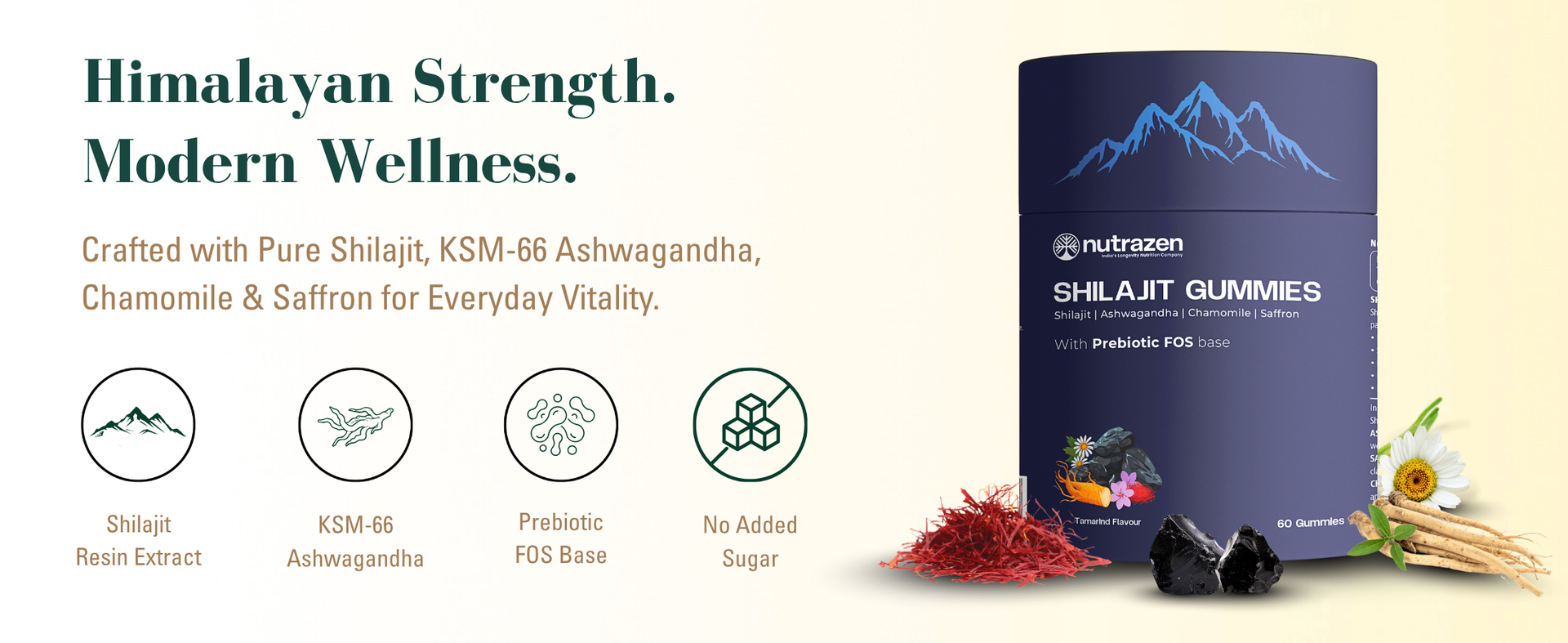 Nutrazen Himalayan Shilajit/Shilajeet - 60 Gummies | 400mg/Serving