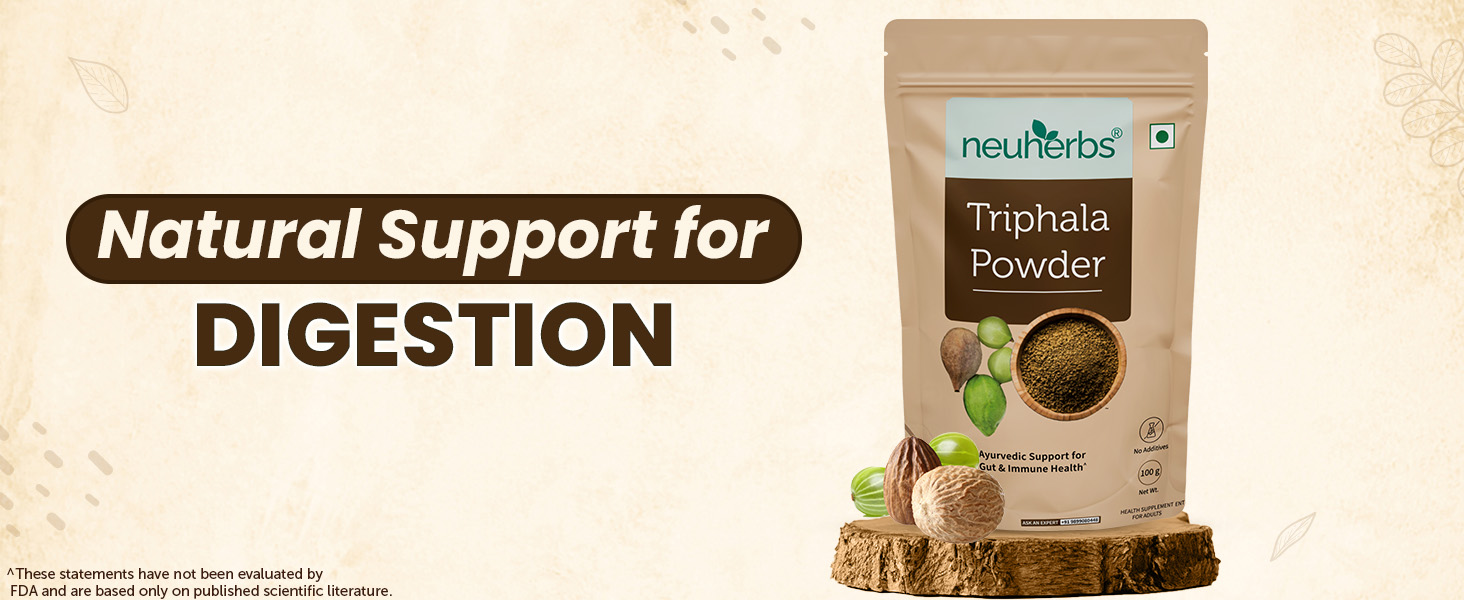 Neuherbs Organic Triphala Powder 100g | Ayurvedic Triphala Churna for Digestion, Gut & Intestinal Wellness | Supports Acidity, Gas Relief, Detox & Immunity | Certified Organic Herbal Supplement