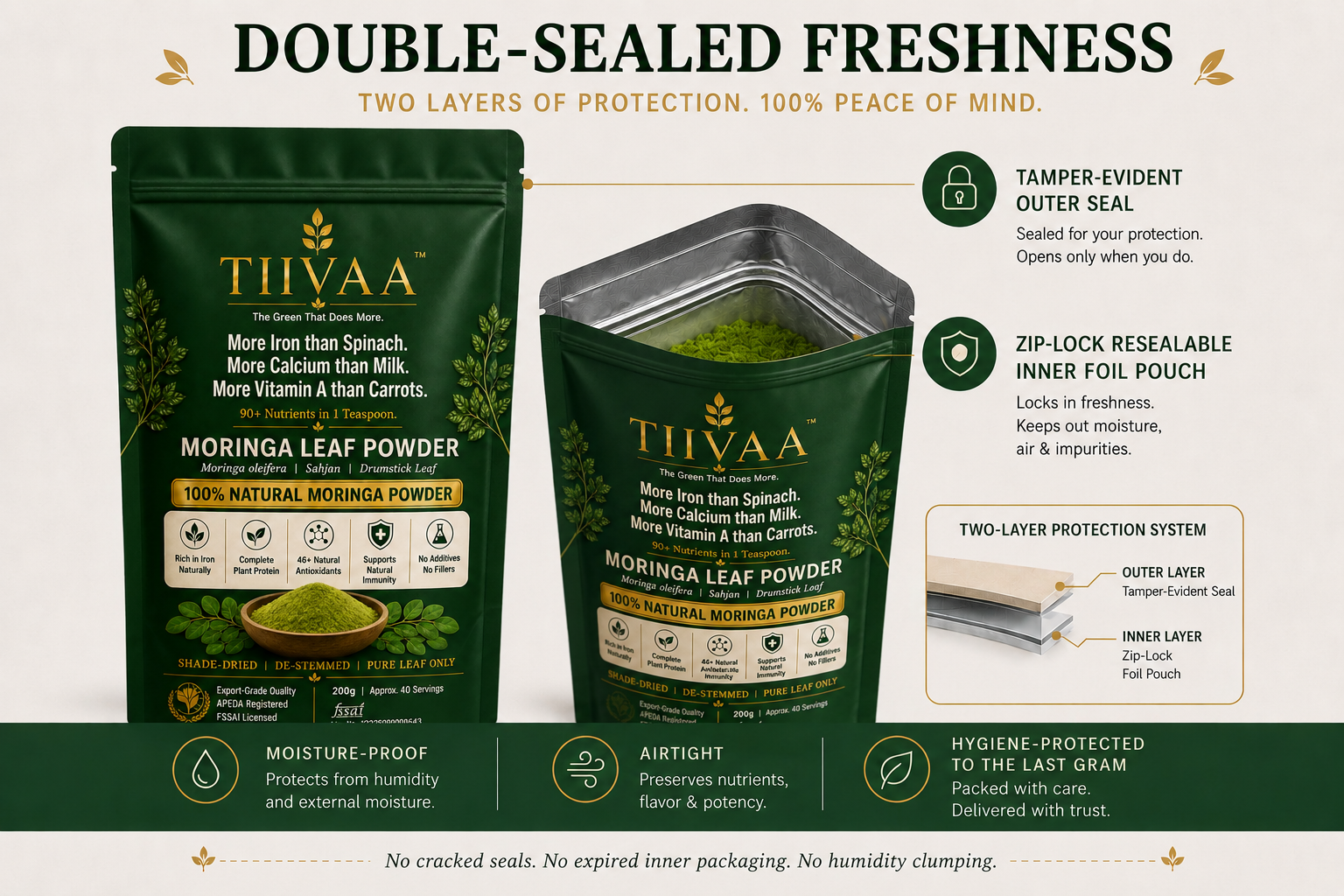 Moringa Leaf Powder 200g | Shade-Dried, Leaf-Only, Dust-Free | Boosts Immunity, Energy & Digestion | Drumstick Powder | Sourced from USDA Certified Organic Farms | FSSAI Certified