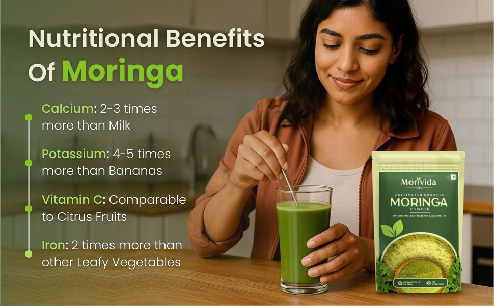 Moringa Powder 100g | 100% Pure Organic Moringa Leaf Powder | Rich in Iron & Immunity Booster | No Additives | Morivida