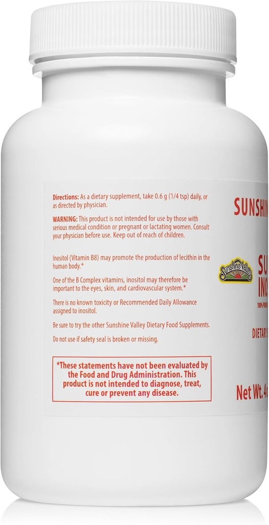 Sunshine Valley® Super Inositol, Vitamin B8 Powdered Dietary Supplement, Natural PCOS Fertility Supplement, Hormonal Balance & Healthy Ovarian Function Support - 4 oz 4