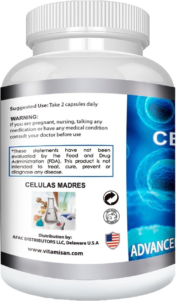 Celulas Madres 60 Capsules Vitamisan 1000 mg Aphanizomenon Flos-aquae Blue Green Algae AFA Stem Natural Cell 5