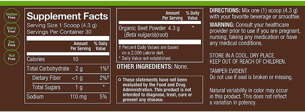 Organic Beet Root Powder a" Superfood - Natural Energy & Healthy Blood Pressure Support (4.55 oz. / 30 Servings) 3