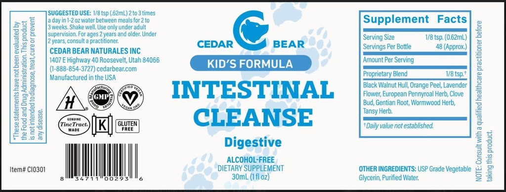 Cedar Bear - Intestinal Cleanse for Kids, Liquid Herbal Supplement for Detox and Digestive Cleanse with Natural Herbs, Alcohol-Free Gut Cleanse Drops for Children, 1 fl oz / 30 ml 3
