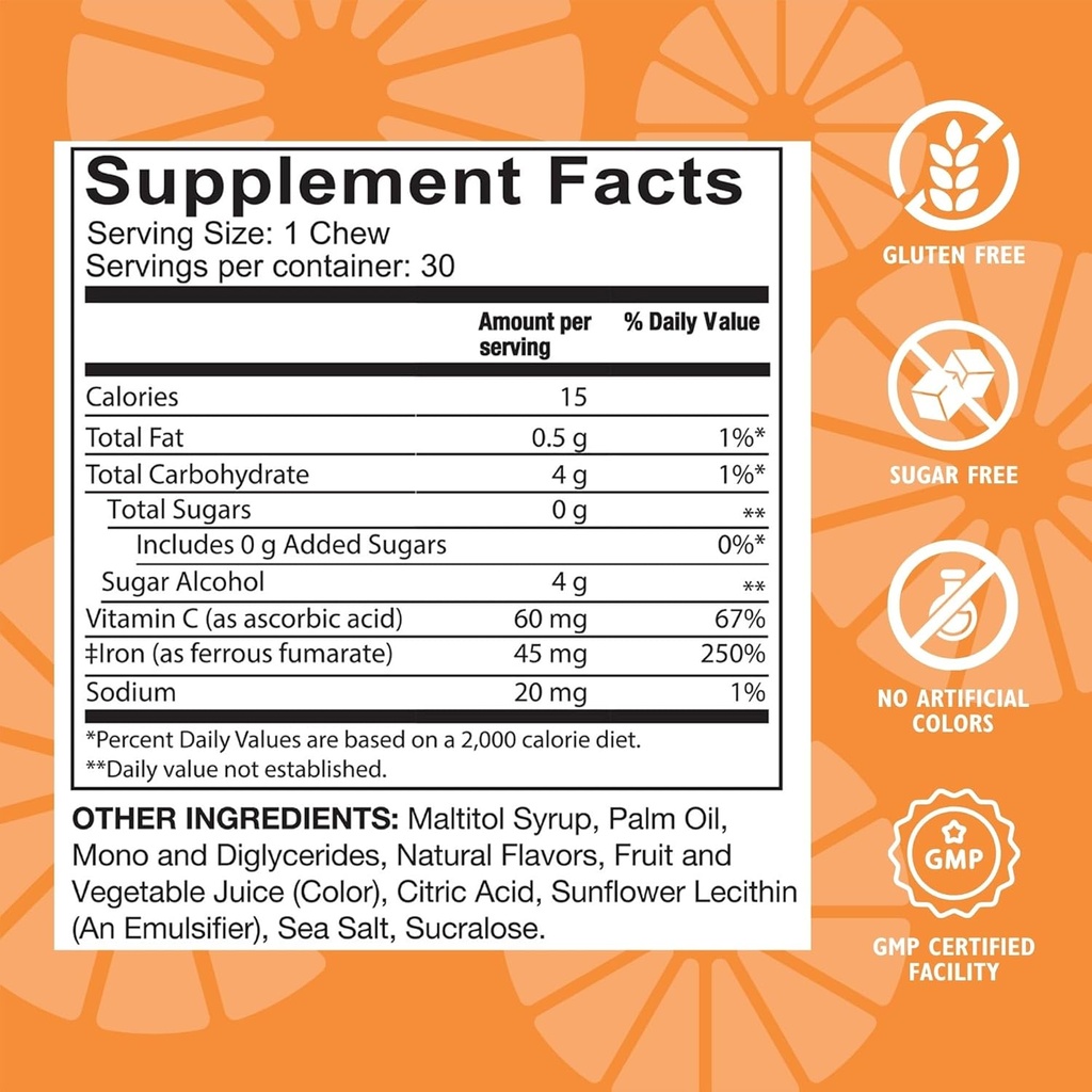 Celebrate Vitamins Iron Supplement with Vitamin C - 45mg Iron, 60mg Vitamin C, Bariatric Vitamins for WLS Patients, Vertical Sleeve & Gastric Bypass Surgery - Grape, 90 Chewable Tablets 6