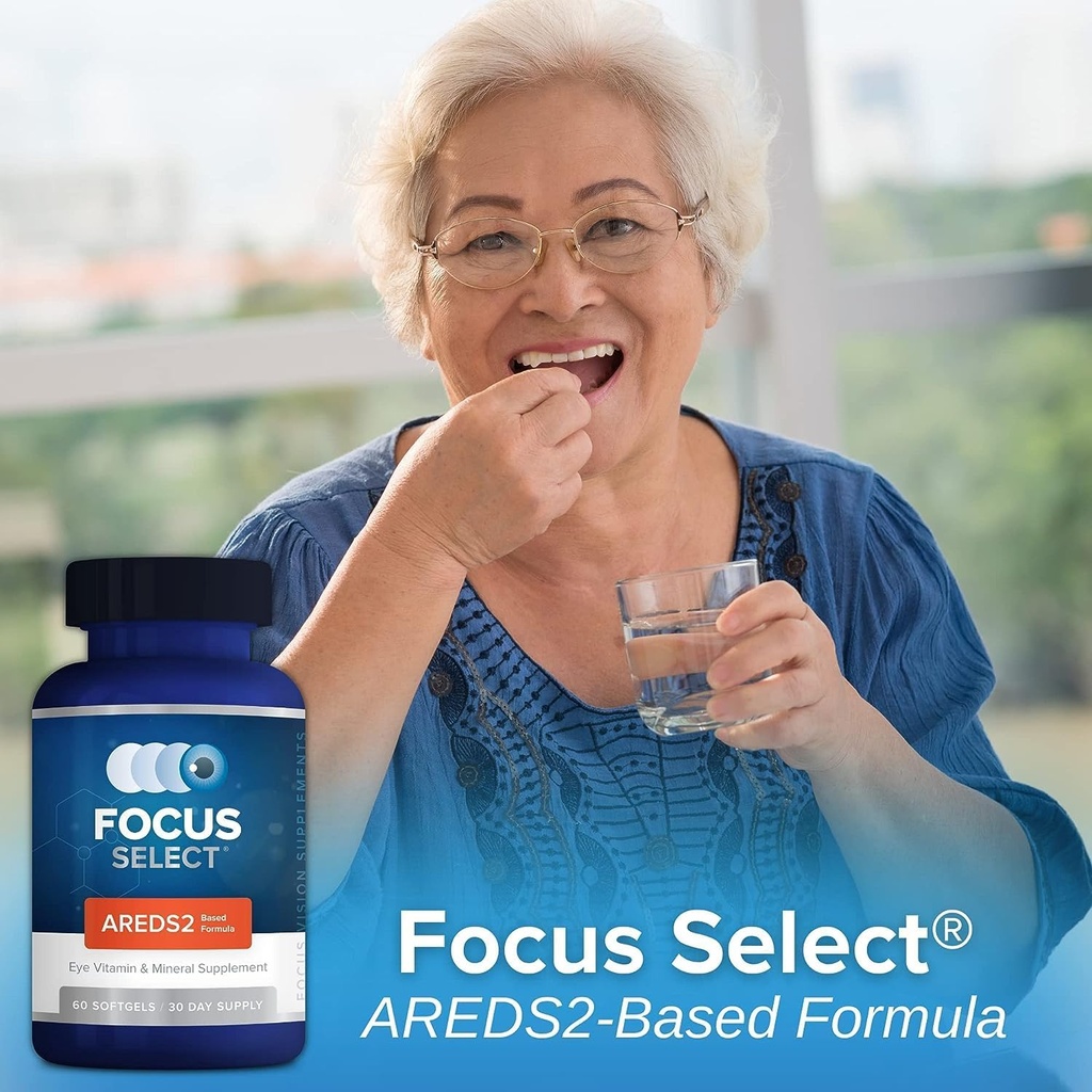 Focus Select AREDS2 Based Eye Vitamin-Mineral Supplement - AREDS2 Based Supplement for Eyes (360 ct. 180 Day Supply) - AREDS2 Based Low Zinc Formula - Eye Vision Supplement and Vitamin 5