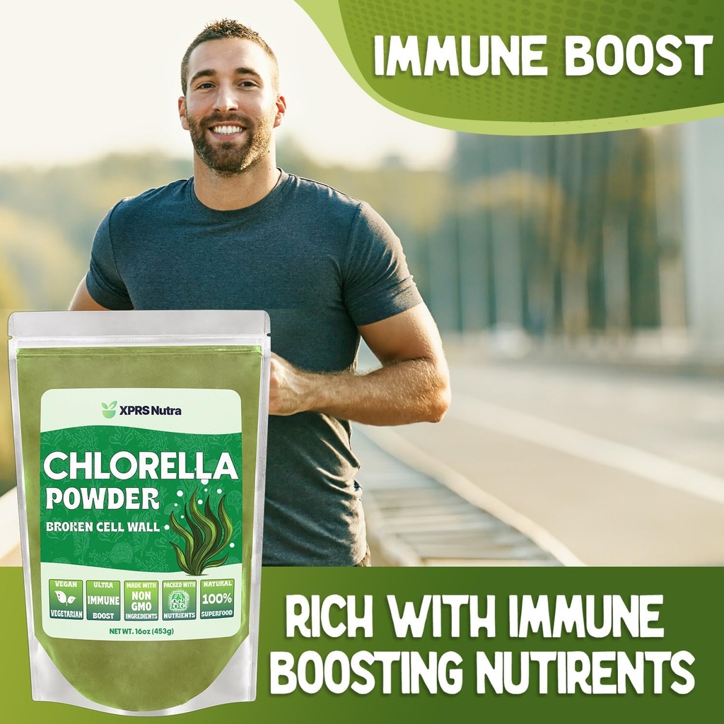 XPRS Nutra Organic Chlorella Powder - Broken Cell Wall Chlorophyll Powder - Chlorella Organic Powder for Immunity - Vegan Friendly Chlorella Powder Organic for Complete Protein (16 Ounce) 5