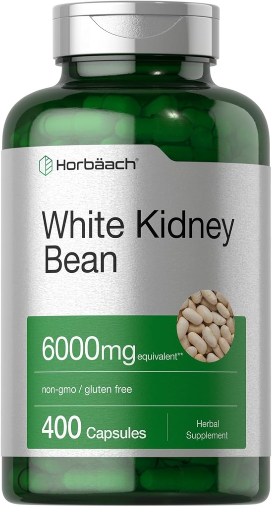 Horbäach White Kidney Bean Extract Capsules | 6000mg | 400 Count | Non-GMO & Gluten Free 2