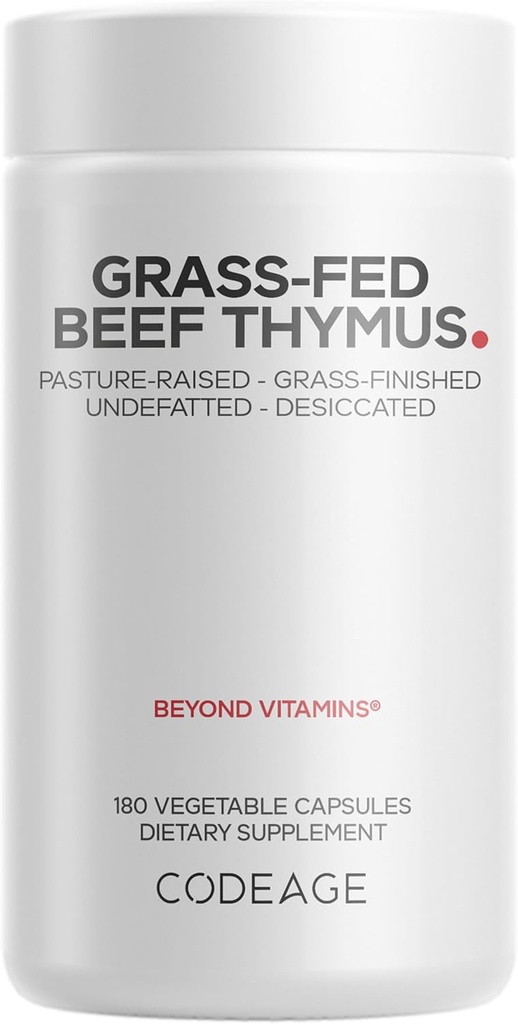 Codeage Grass Fed Beef Thymus Supplement Superfood, Freeze Dried, Non-Defatted, Desiccated Thymus & Liver Pills, Glandulars Meat, Pasture Raised Beef Vitamins, Non-GMO, 180 Capsules 2